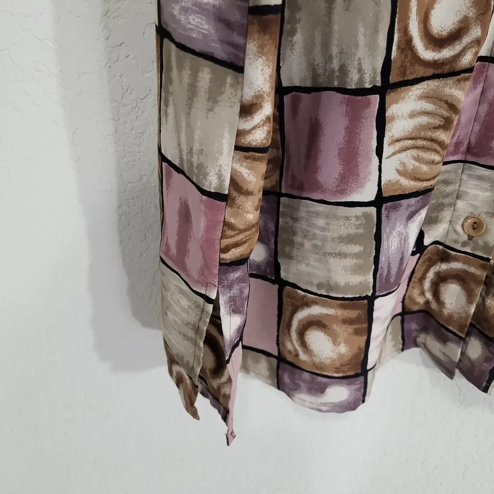 Blouseworks Blouse Shirt Womens XL Geometric Window pane Long Sleeve Button Down - Picture 7 of 12